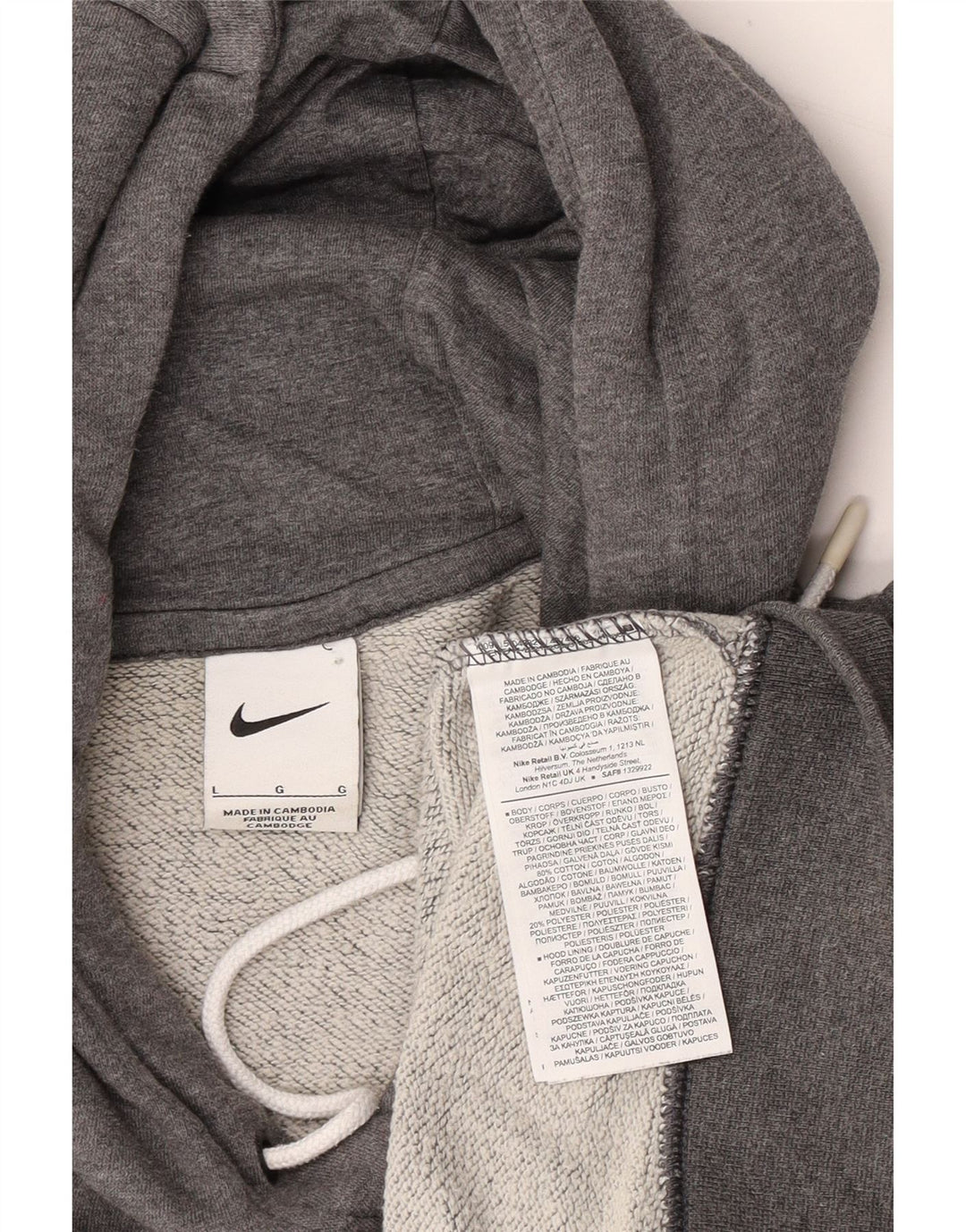 Felpa con cappuccio oversize da donna NIKE UK 16 Large in cotone grigio