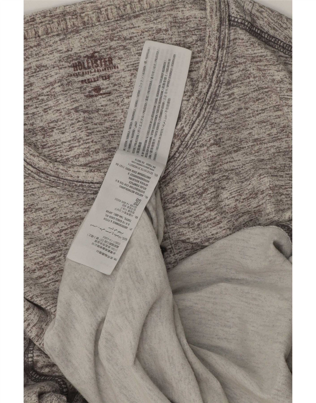 Top Hollister da uomo a maniche lunghe piccolo in cotone chiazzato grigio
