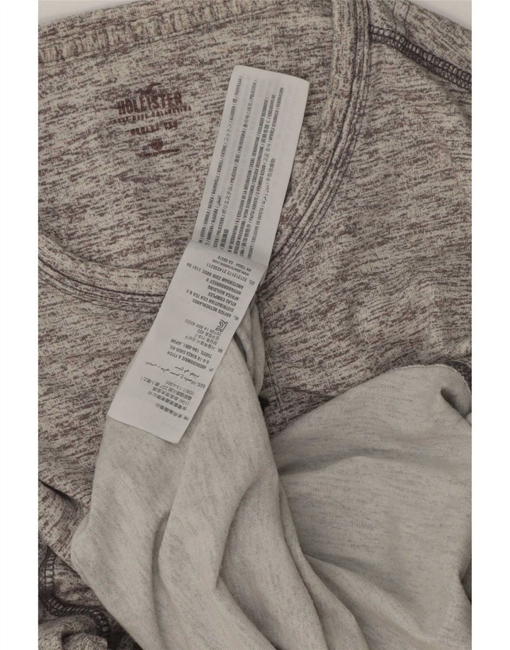 Top Hollister da uomo a maniche lunghe piccolo in cotone chiazzato grigio