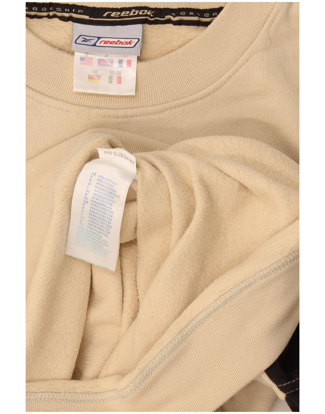 Felpa grafica da uomo Reebok, piccola, in cotone color block beige