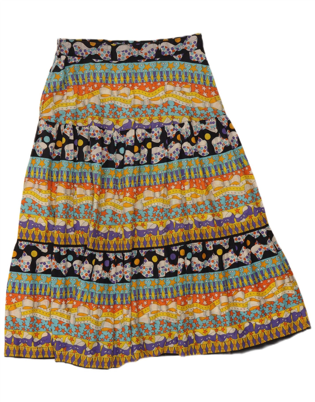 Gonna a trapezio a vita alta da donna vintage W28 geometrica multicolore media