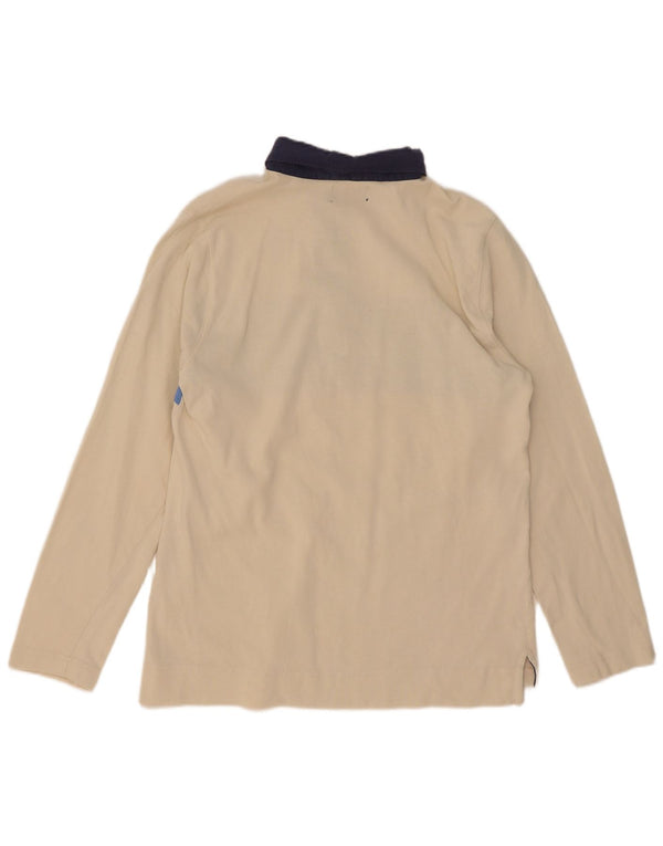 Polo da rugby da uomo a maniche lunghe Kappa Small in cotone color block beige
