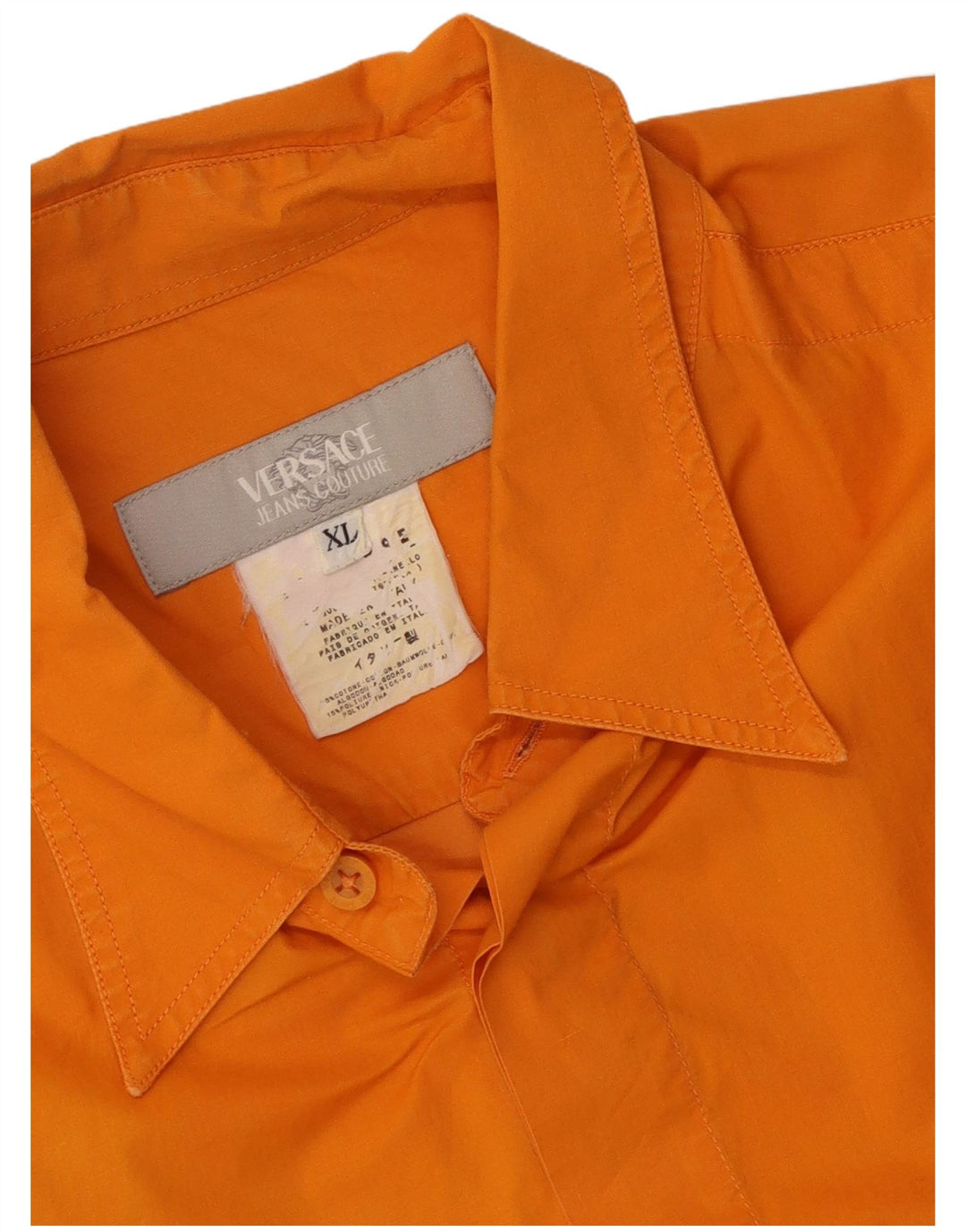 Camicia a maniche corte da uomo Versace XL in cotone arancione