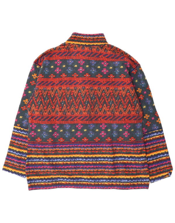 Meeting Felpa da uomo con collo abbottonato, maglione grande, a righe multicolori