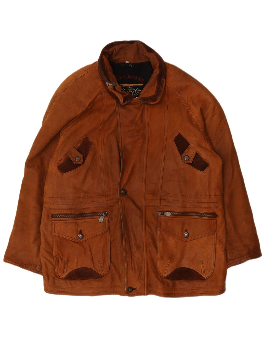 Giacca in pelle vintage da uomo IT 52 XL Marrone