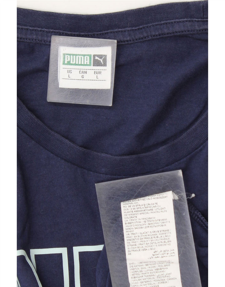 T-shirt grafica da uomo Puma Top Large in cotone blu navy