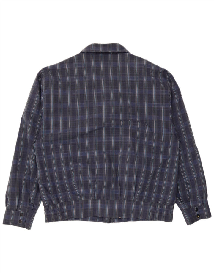 Giubbotto bomber vintage da uomo IT 50 grande in poliestere a quadri blu navy