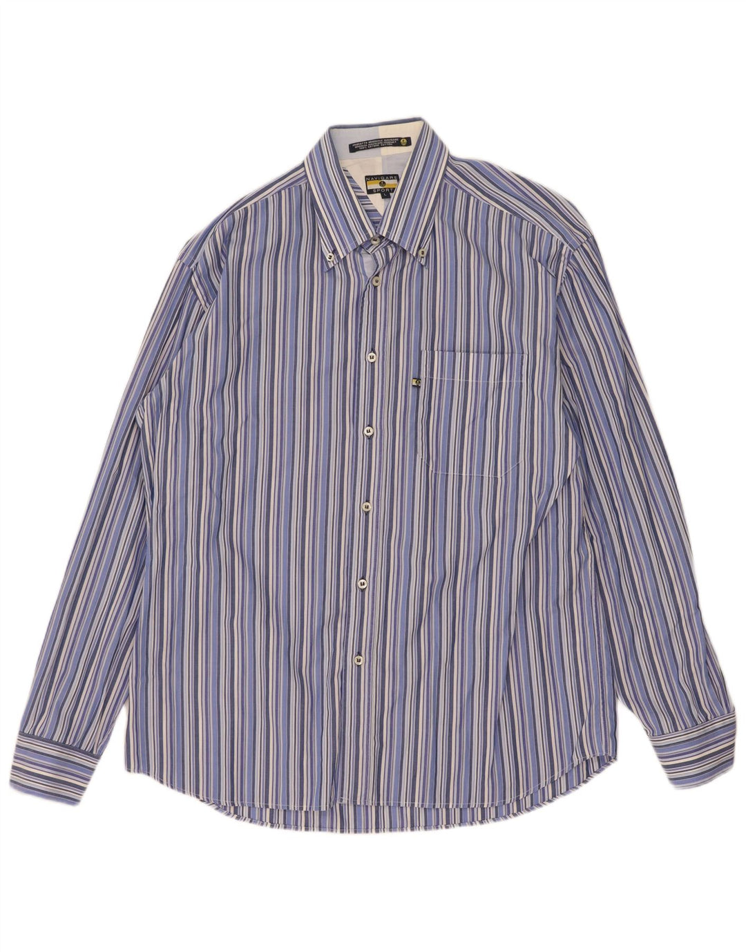 Camicia Uomo Navigare Cotone Riga Grande Blu