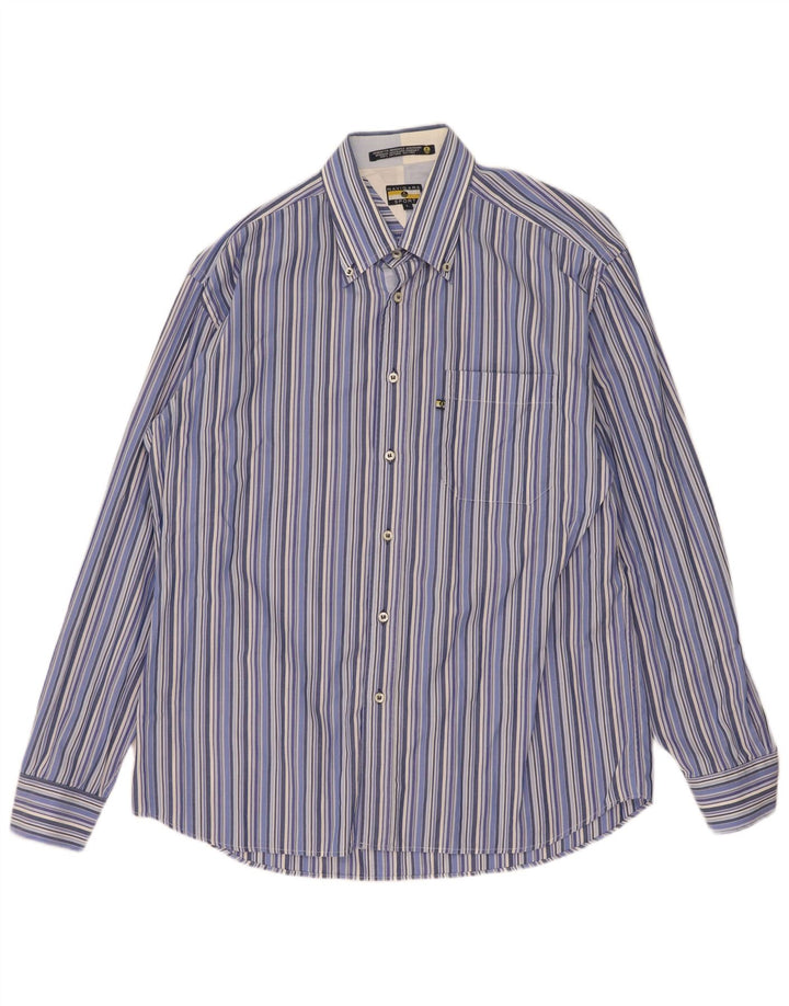 Camicia Uomo Navigare Cotone Riga Grande Blu