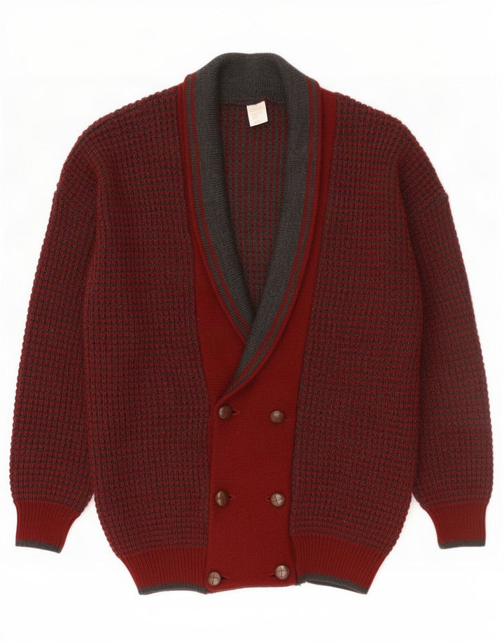 Maglione cardigan da uomo vintage IT 48/50 lana bordeaux media