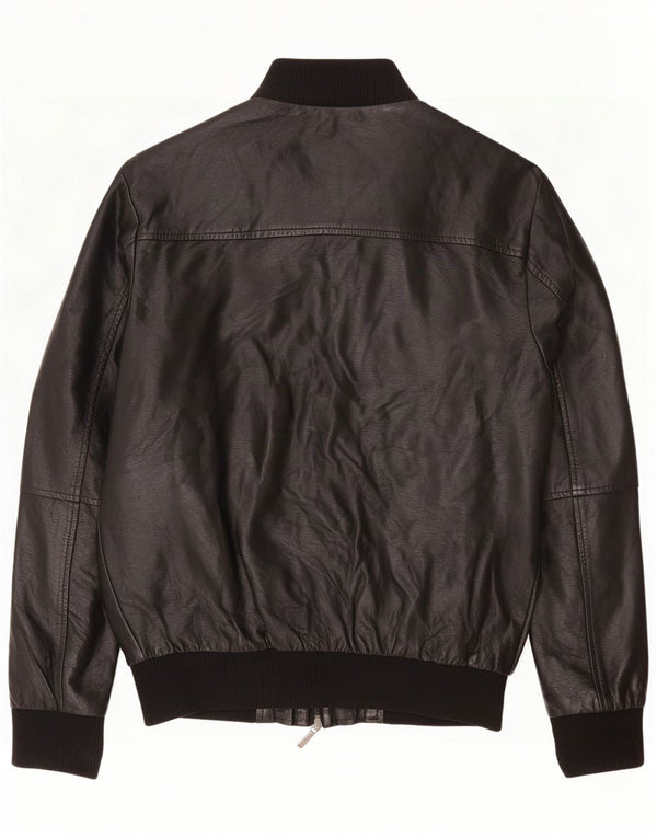 Giubbotto bomber da donna in ecopelle in cotone e seta UK 18 XL poliuretano nero