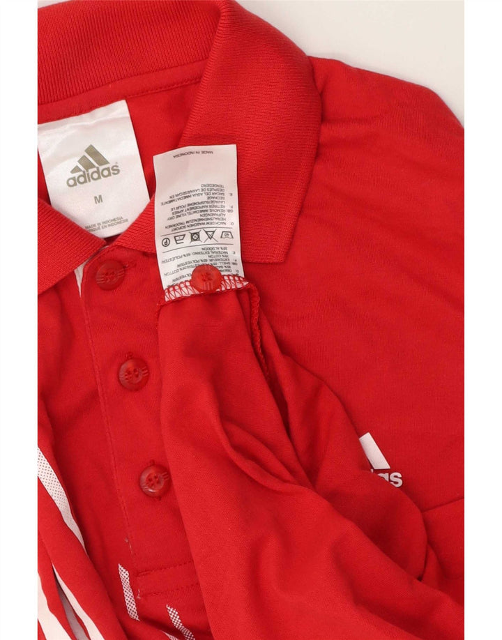 Polo Adidas da uomo in cotone a righe rosse medie