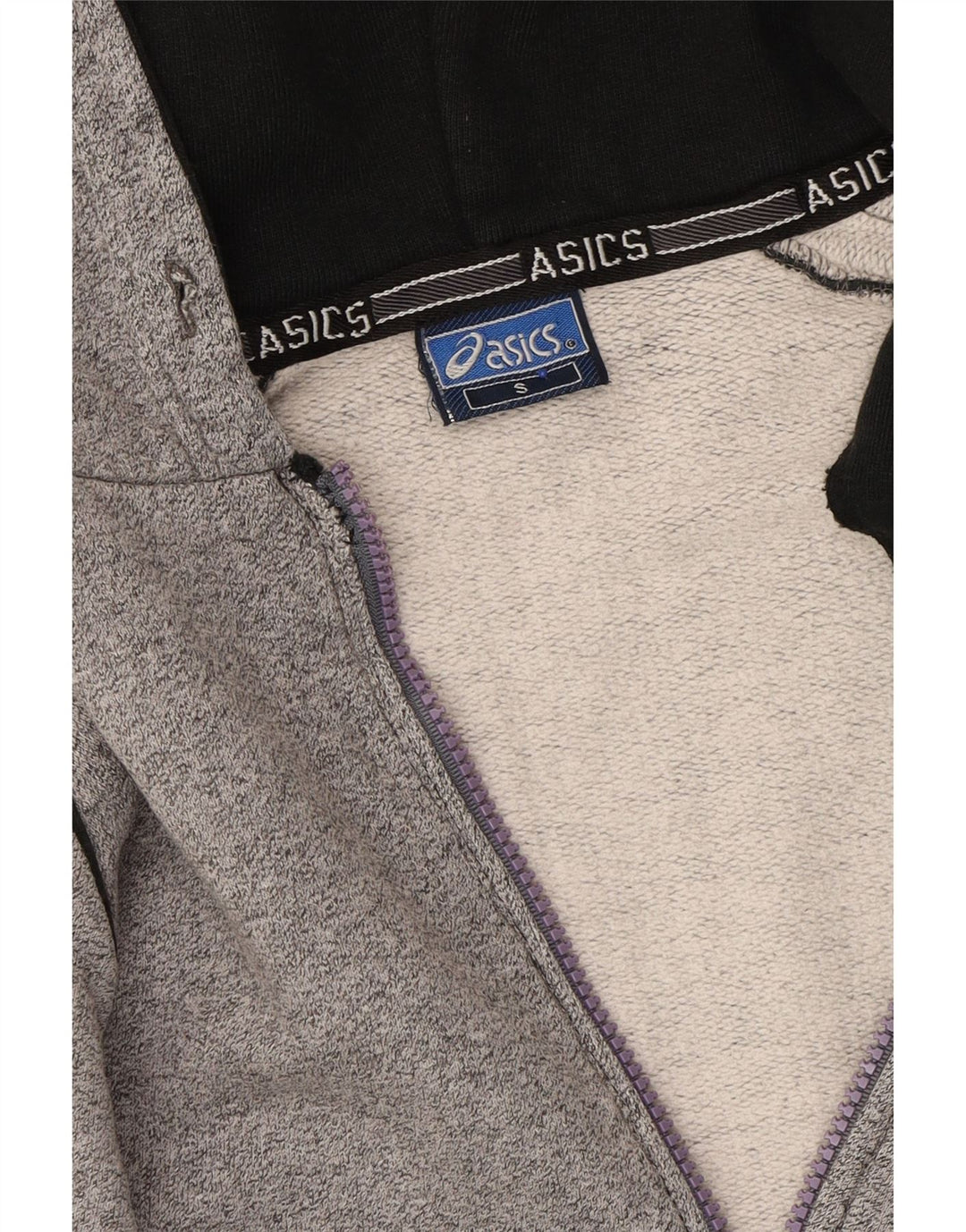 ASICS Mens Graphic Zip Hoodie Sweater Small Grey Cotton Vintage Asics and Second-Hand Asics from Messina Hembry 
