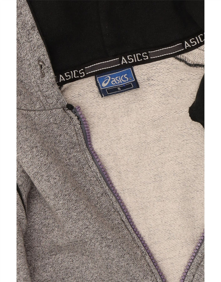 ASICS Mens Graphic Zip Hoodie Sweater Small Grey Cotton Vintage Asics and Second-Hand Asics from Messina Hembry 