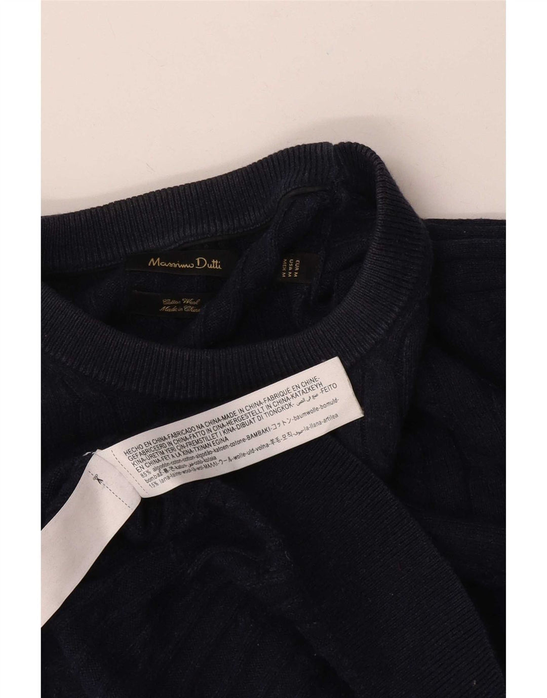 Massimo Dutti Uomo Maglione girocollo girocollo in cotone medio blu navy