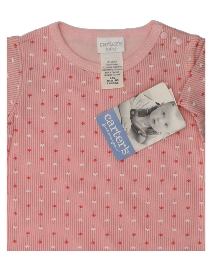 VINTAGE Baby Girls Bodysuit 6-9 Months Pink Floral Cotton | Vintage Vintage | Thrift | Second-Hand Vintage | Used Clothing | Messina Hembry 