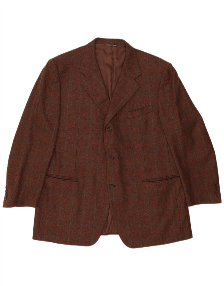Giacca Blazer da Uomo a 3 Bottoni Canali IT 58 4XL Lana a quadri Marrone