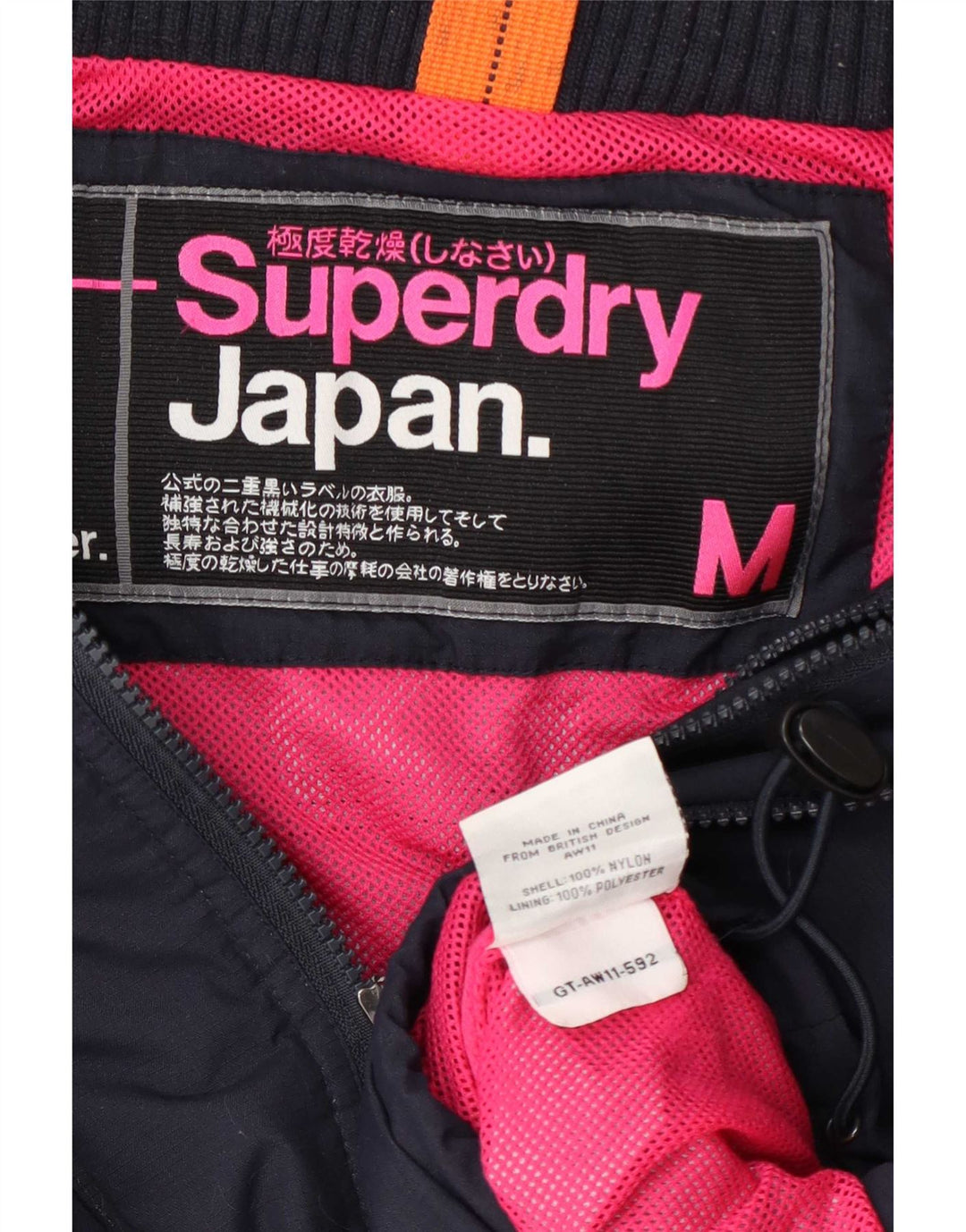 Giacca antipioggia da donna Superdry UK 14 nylon blu navy medio
