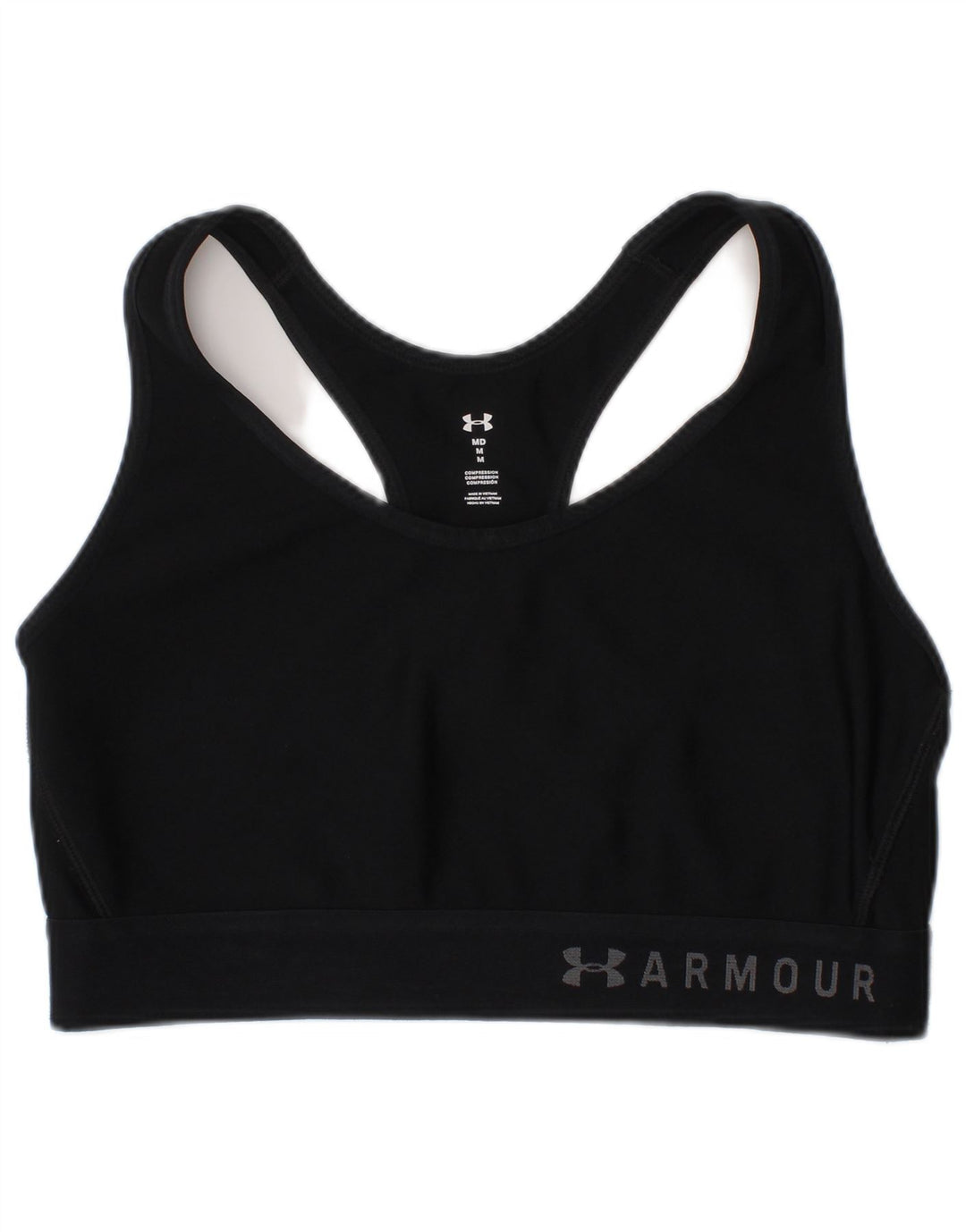 Reggiseno sportivo Under Armour da donna con grafica a compressione, medio, nero, sportivo