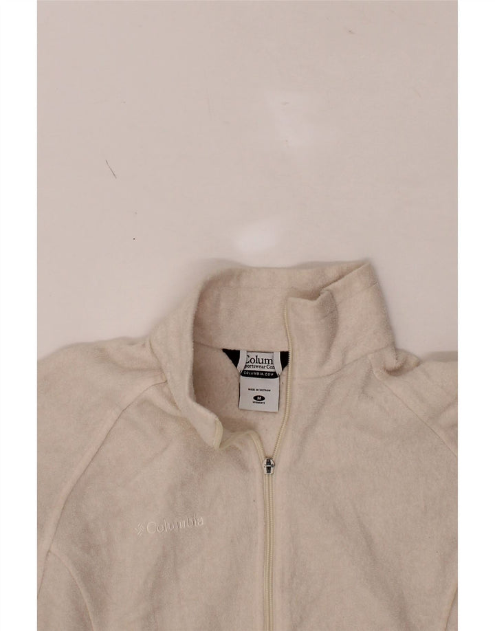 COLUMBIA Womens Fleece Jacket UK 14 Medium White Polyester Vintage Columbia and Second-Hand Columbia from Messina Hembry 