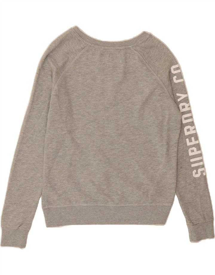 SUPERDRY Womens Track & Field Graphic Sweatshirt Jumper UK 16 Large Grey Vintage Superdry and Second-Hand Superdry from Messina Hembry 