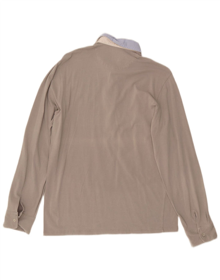 FRED PERRY Polo da uomo a maniche lunghe grande in cotone color block grigio