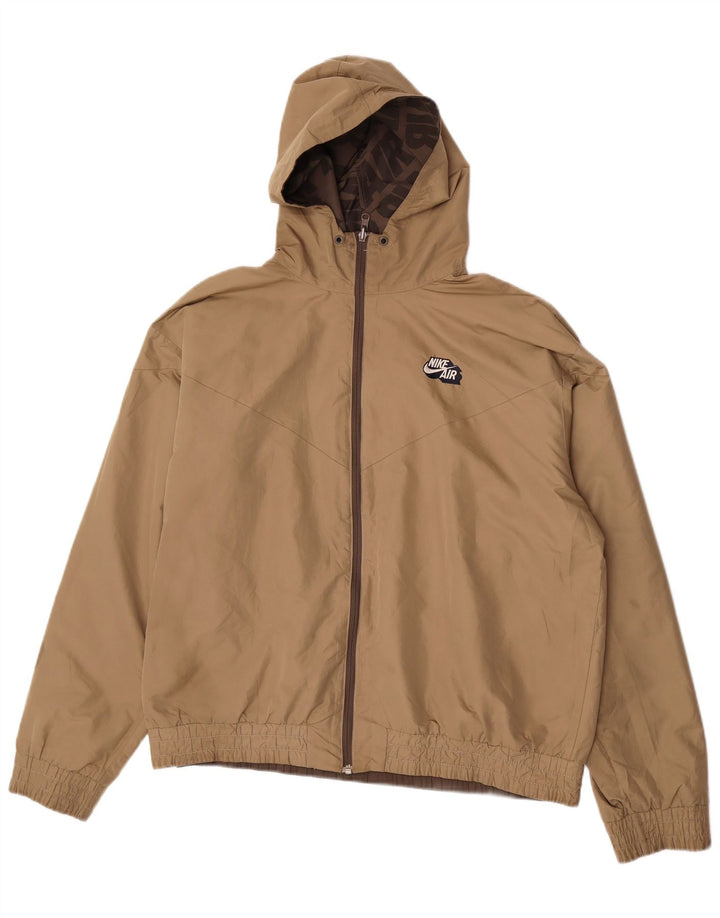 Giacca reversibile grafica con cappuccio Nike da uomo UK 45/47 XL poliestere marrone