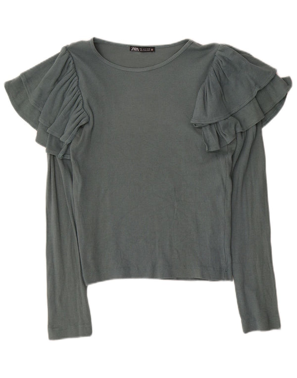 Top Zara da donna a maniche lunghe UK 12 Grigio medio