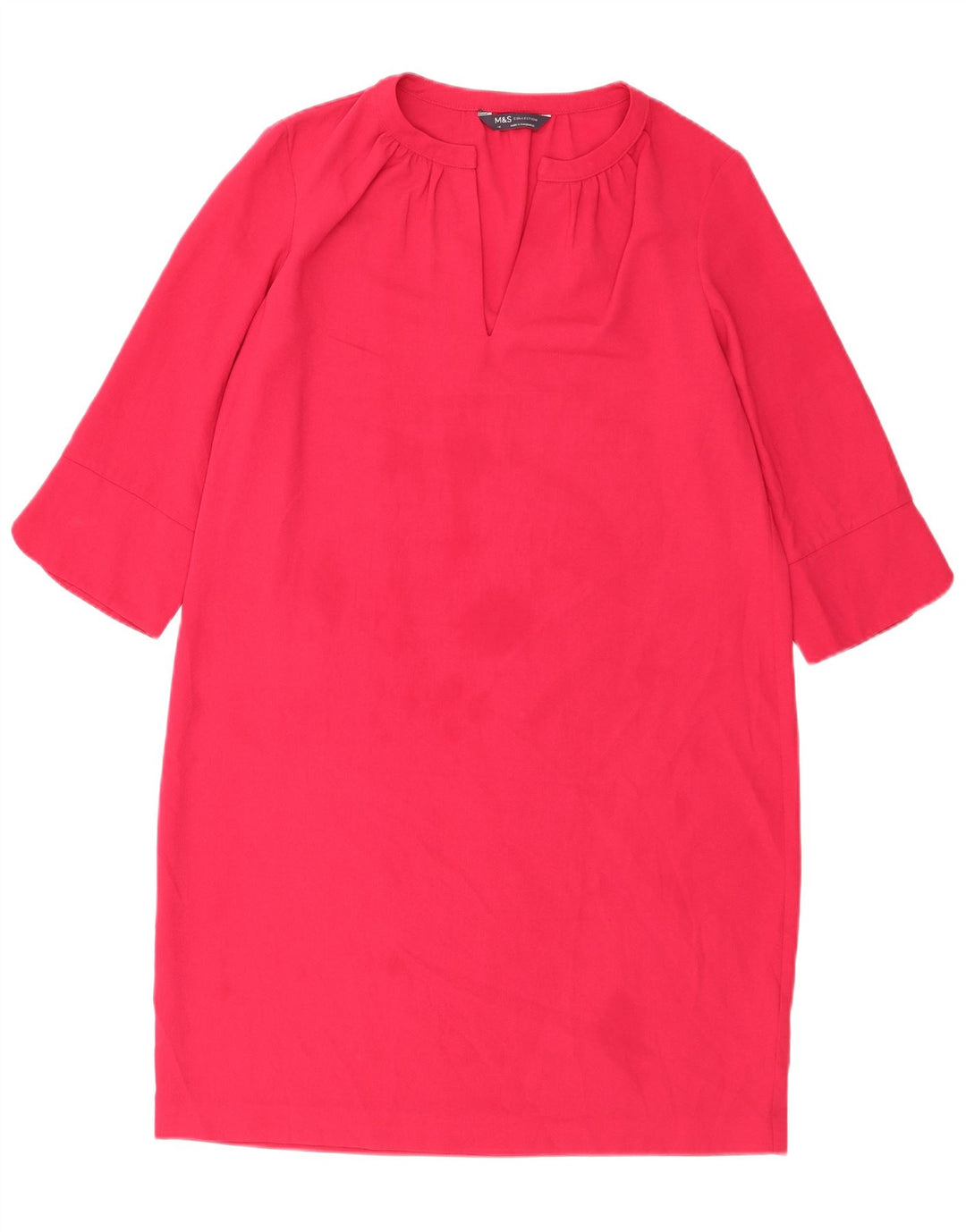Abito a trapezio con maniche a 3/4 da donna Marks & Spencer UK 14 Grande poliestere rosa