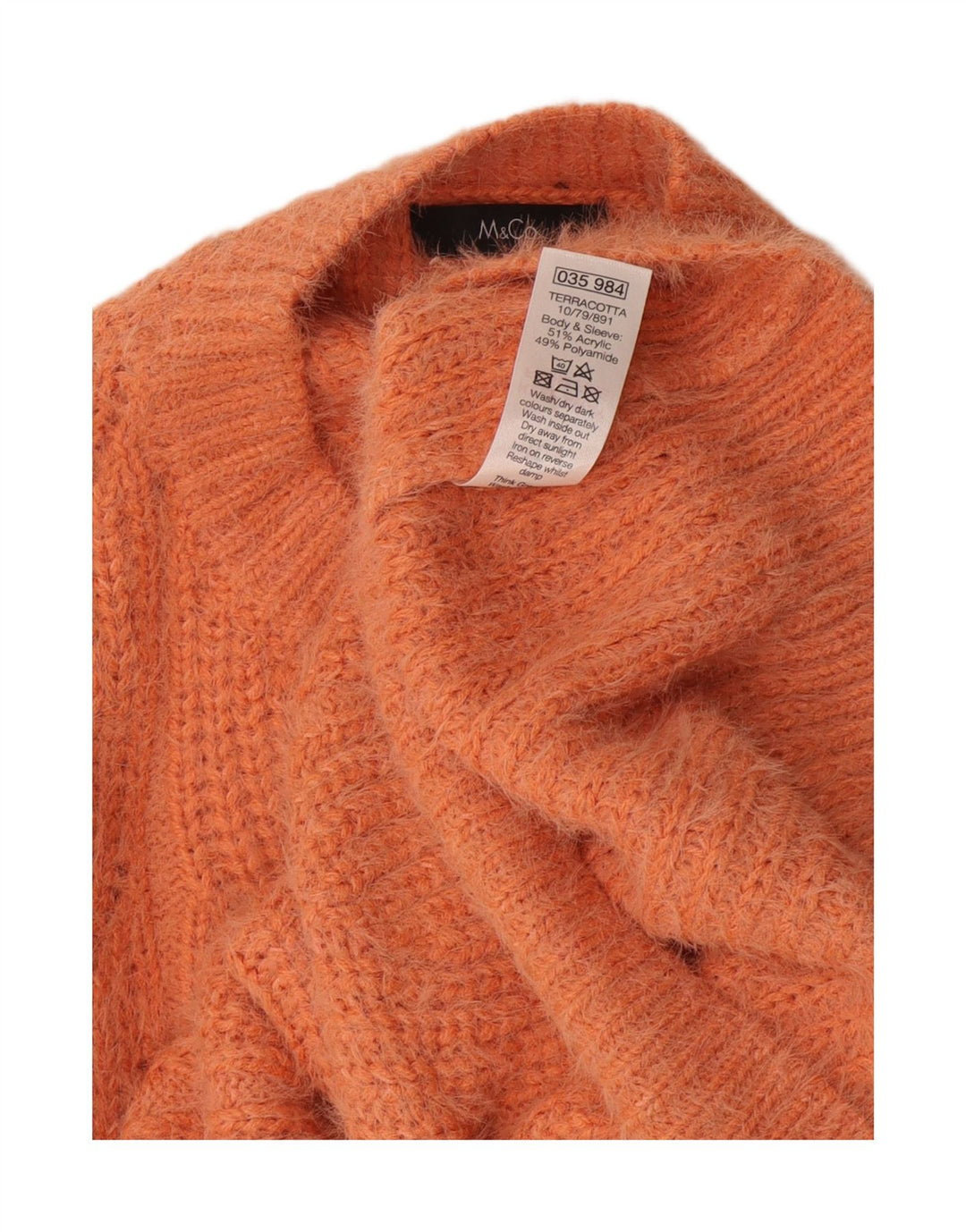 Maglione maglione girocollo oversize da donna M&Co UK 10 piccolo acrilico arancione