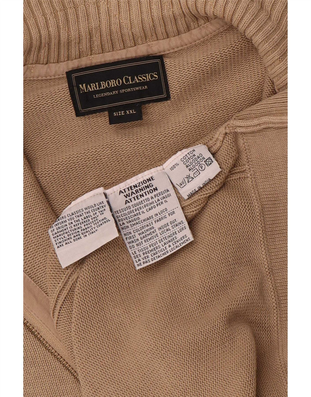 Maglione cardigan da uomo Marlboro Classics 2XL cotone beige