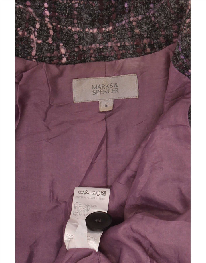 Giacca blazer a 1 bottone Marks & Spencer da donna UK 10 piccolo quadretto grigio