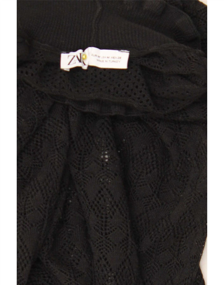 Maglione da donna Zara con collo dolcevita trasparente UK 12 medio nero