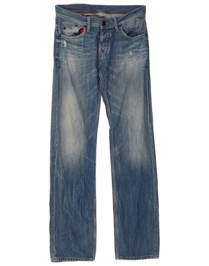 Jeans dritti invecchiati da uomo Tommy Hilfiger W32 L34 Blu
