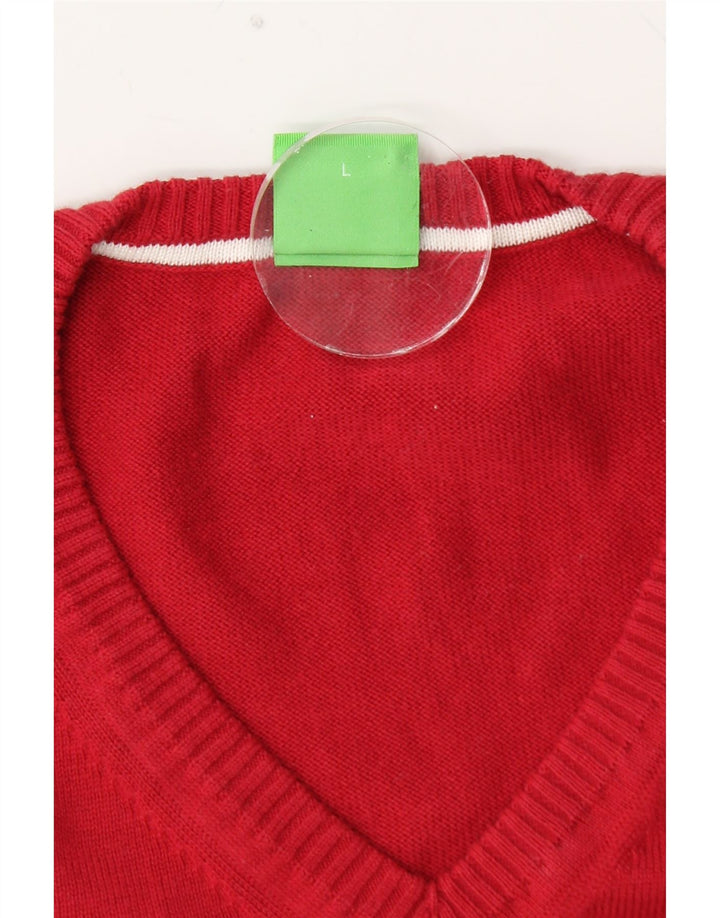 Maglione da uomo con scollo a V grafico HUGO BOSS grande blocco di colore rosso