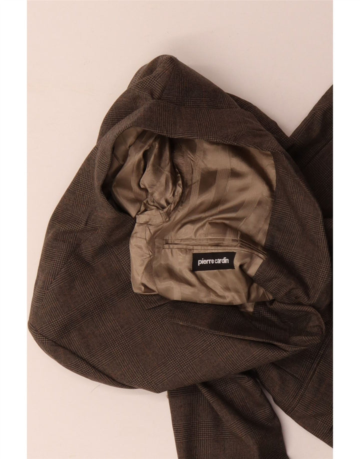 PIERRE CARDIN Giacca blazer a 3 bottoni da uomo UK 40 grande pied de poule grigio