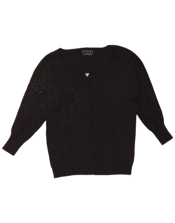 Guess Maglione da donna oversize con scollo a barca UK 4 XS Viscosa nera