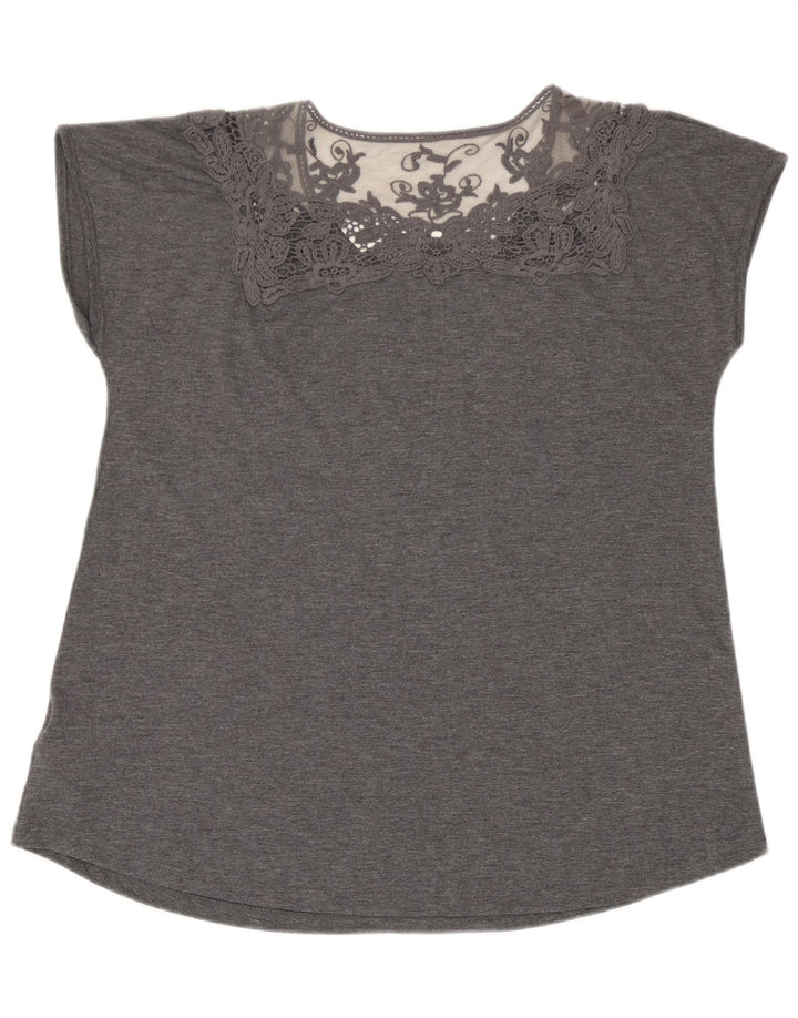 Camicetta da donna Marks & Spencer Top UK 14 Poliestere floreale grigio grande