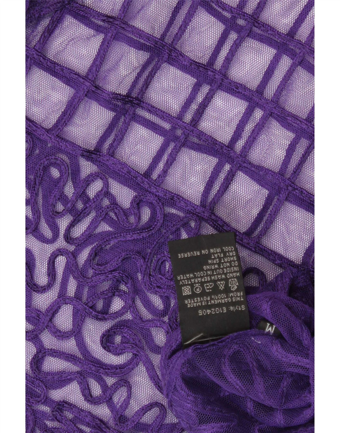 Camicetta da donna vintage trasparente con camicia trasparente UK 14 viola medio geometrico