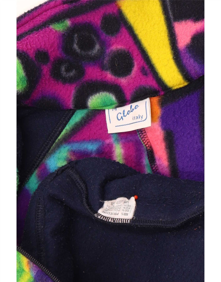 Giacca in pile vintage da uomo UK 38 Poliestere geometrico blu navy medio
