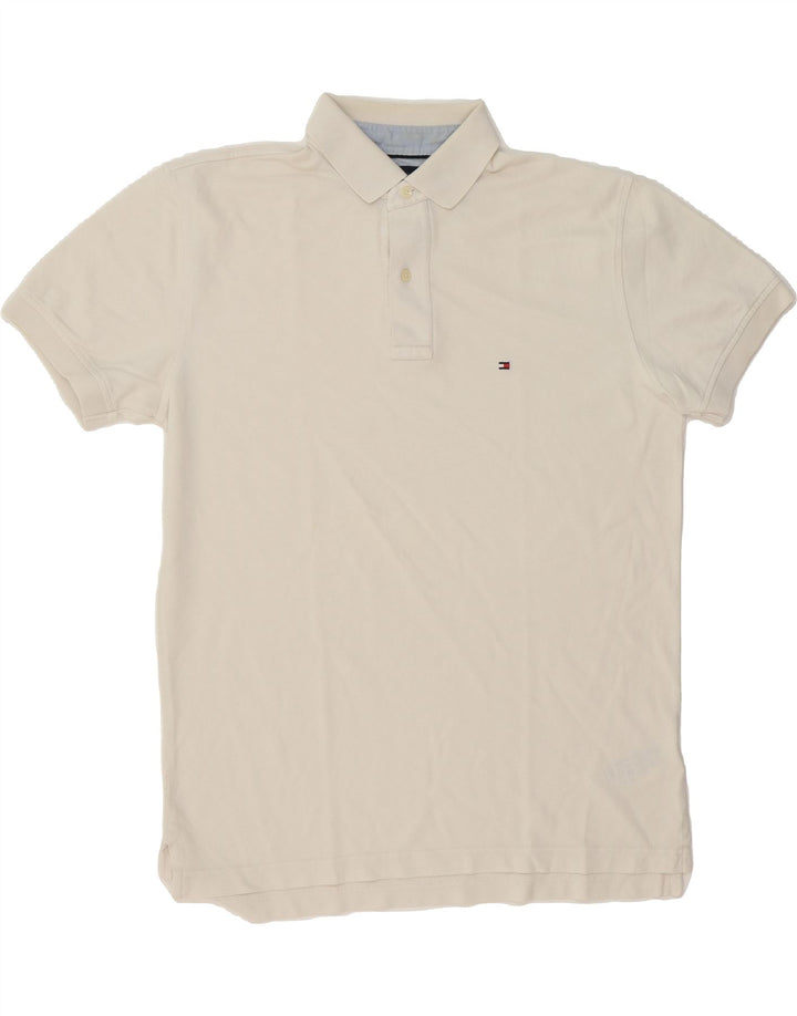 TOMMY HILFIGER Mens Polo Shirt Large Off White Cotton Vintage Tommy Hilfiger and Second-Hand Tommy Hilfiger from Messina Hembry 