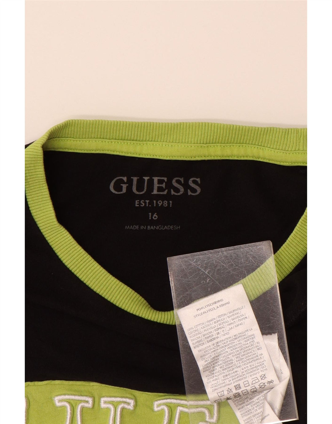 GUESS Top grafico da ragazzo manica lunga 15-16 anni cotone rigato nero