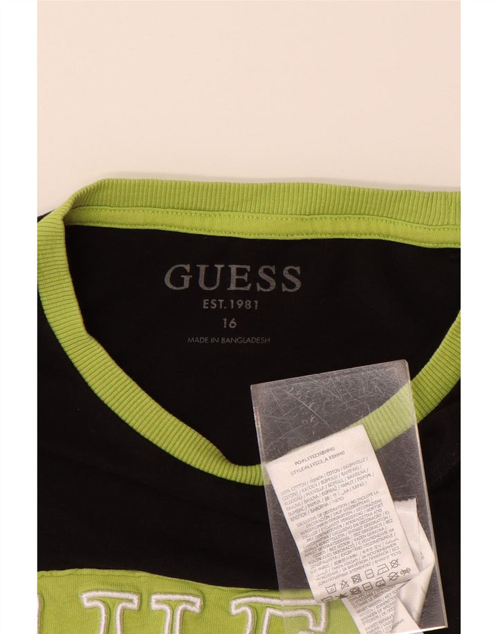 GUESS Top grafico da ragazzo manica lunga 15-16 anni cotone rigato nero