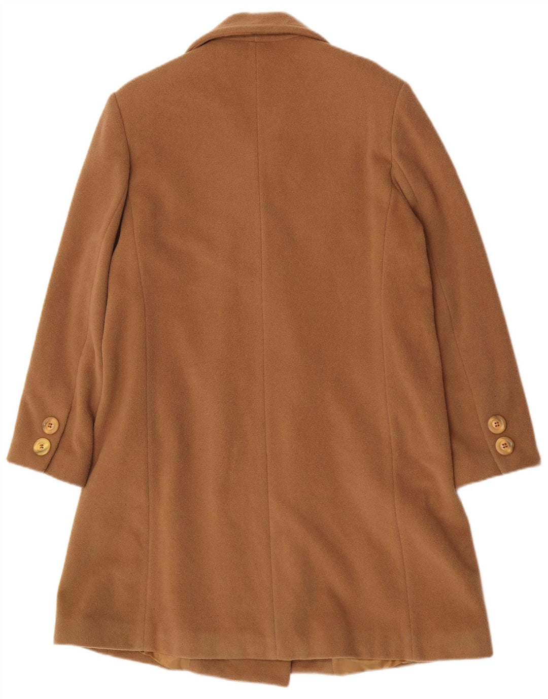 Cappotto doppiopetto vintage da donna UK 12 in lana marrone medio