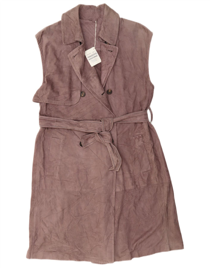 Trench da donna in pelle scamosciata senza maniche Brunello Cucinelli IT 42 Marrone medio