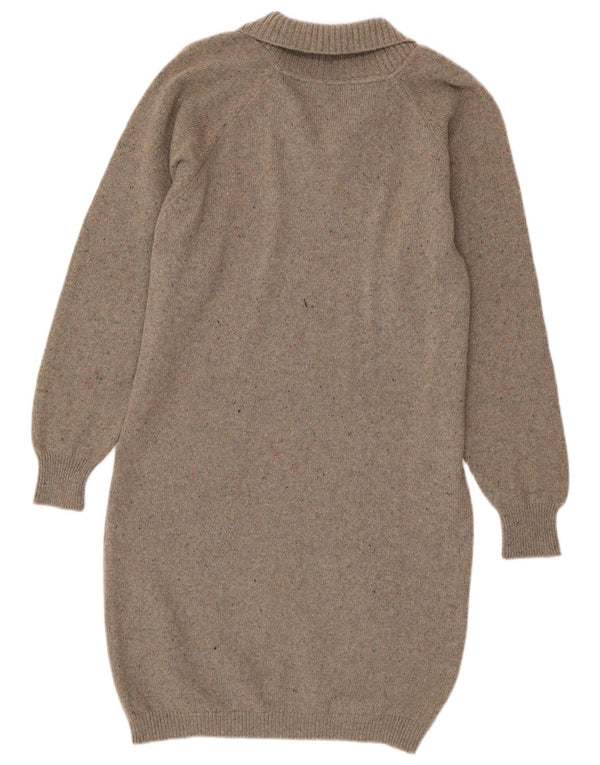 Abito maglione vintage da donna a maniche lunghe UK 16 grande marrone screziato