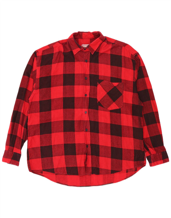 Camicia vintage da uomo in flanella XL in cotone a quadretti rossi