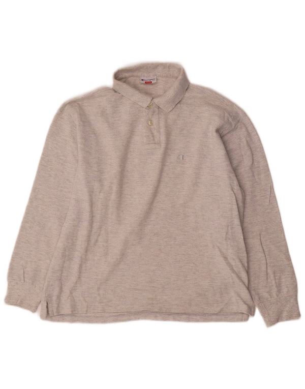 Polo da uomo a maniche lunghe Champion grigio medio chiazzato
