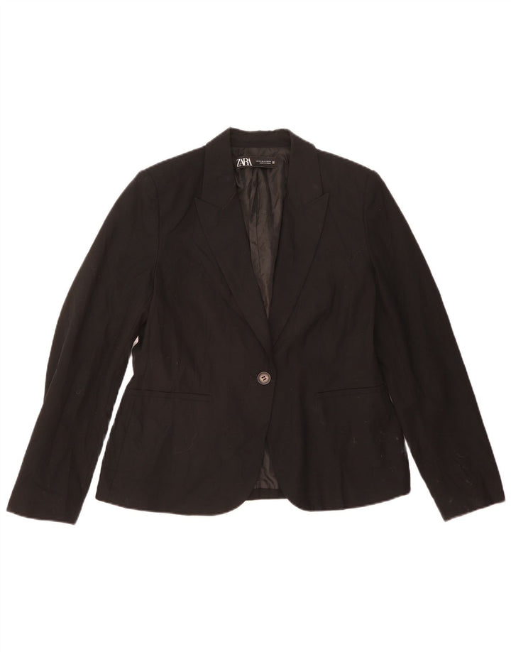 Giacca blazer a 1 bottone ZARA da donna EU 42 grande poliestere nero