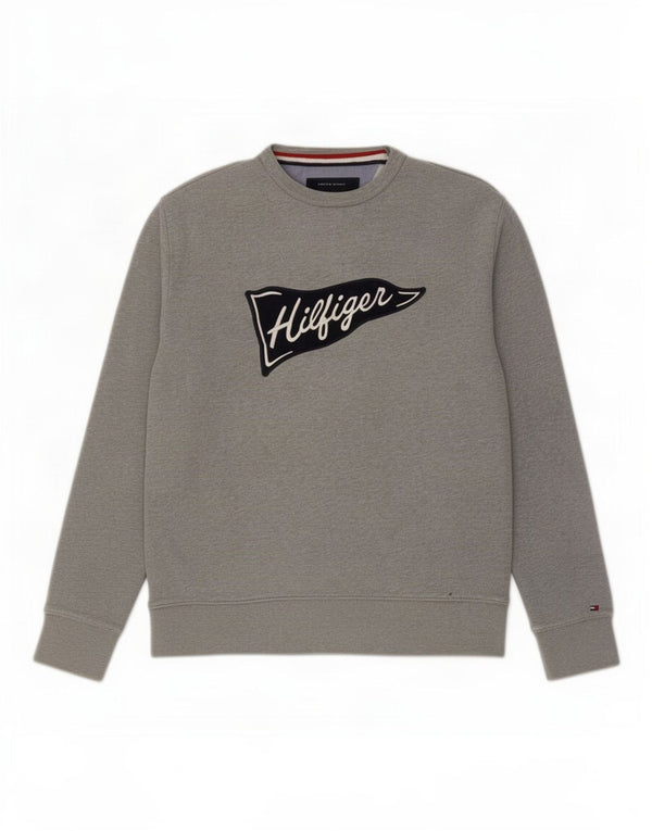 Tommy Hilfiger Uomo Vintage Fit Felpa Maglione Grande Grigio Chiazzato